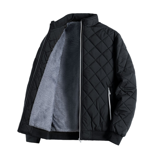 Herren Steppfleecejacke Hoher Kragen Schwarz Winter - Norvielle