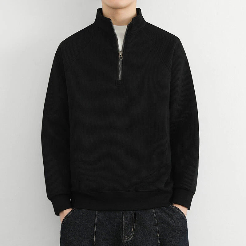 Herren Langarm-Sweatshirt mit Reißverschluss Lässig Grau