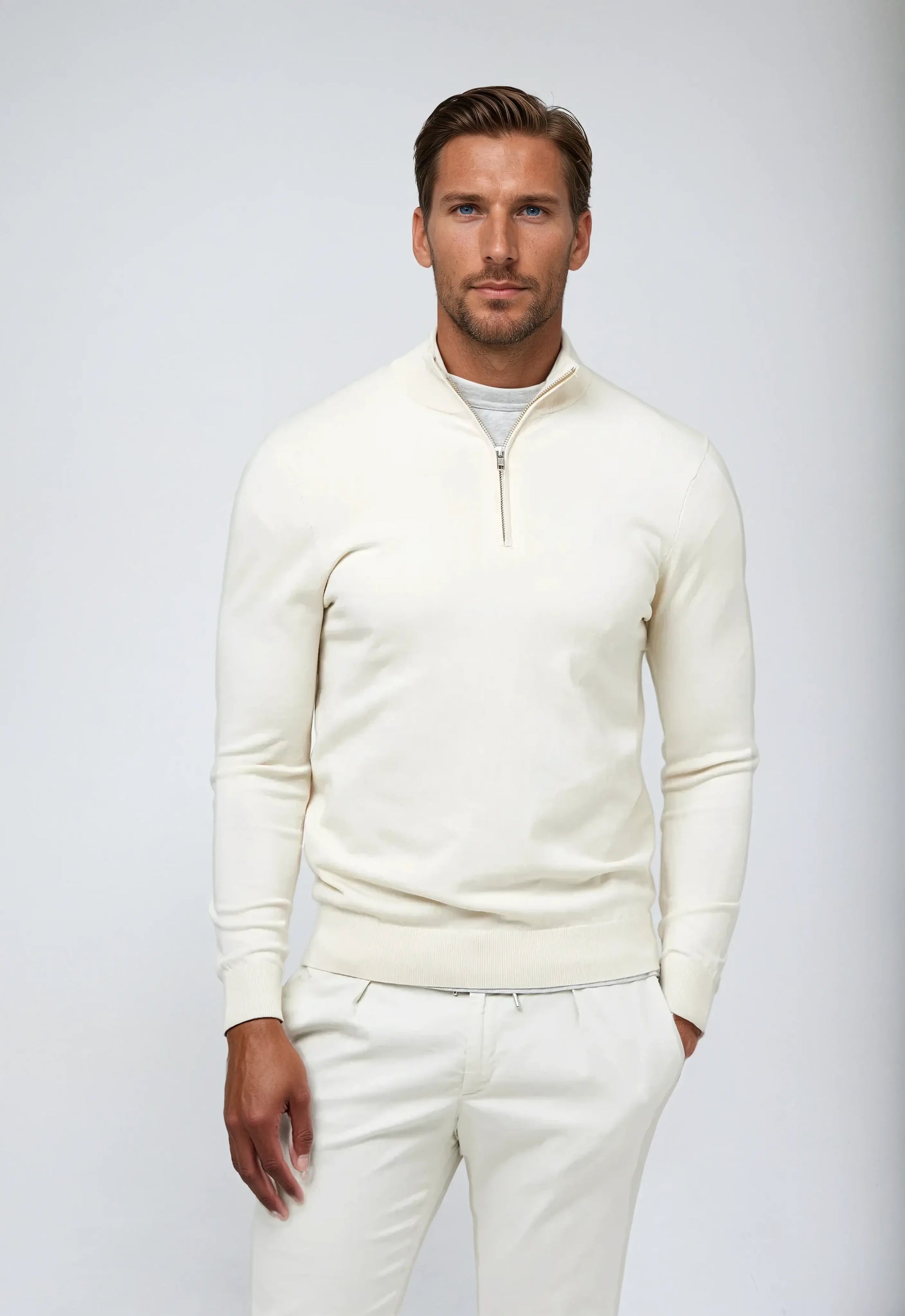 Hagen Herren Pullover Reißverschluss Kragen Lässig - Norvielle