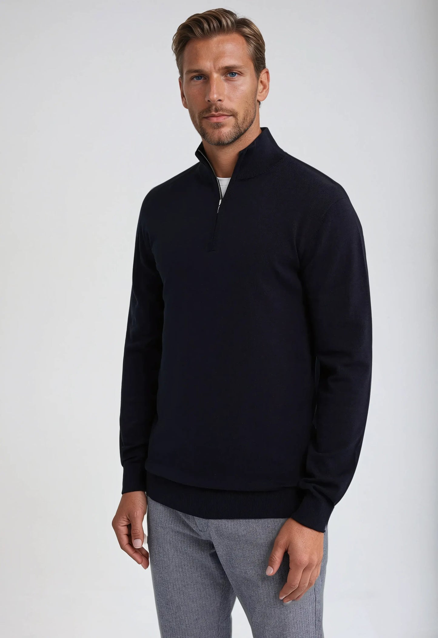 Hagen Herren Pullover Reißverschluss Kragen Lässig