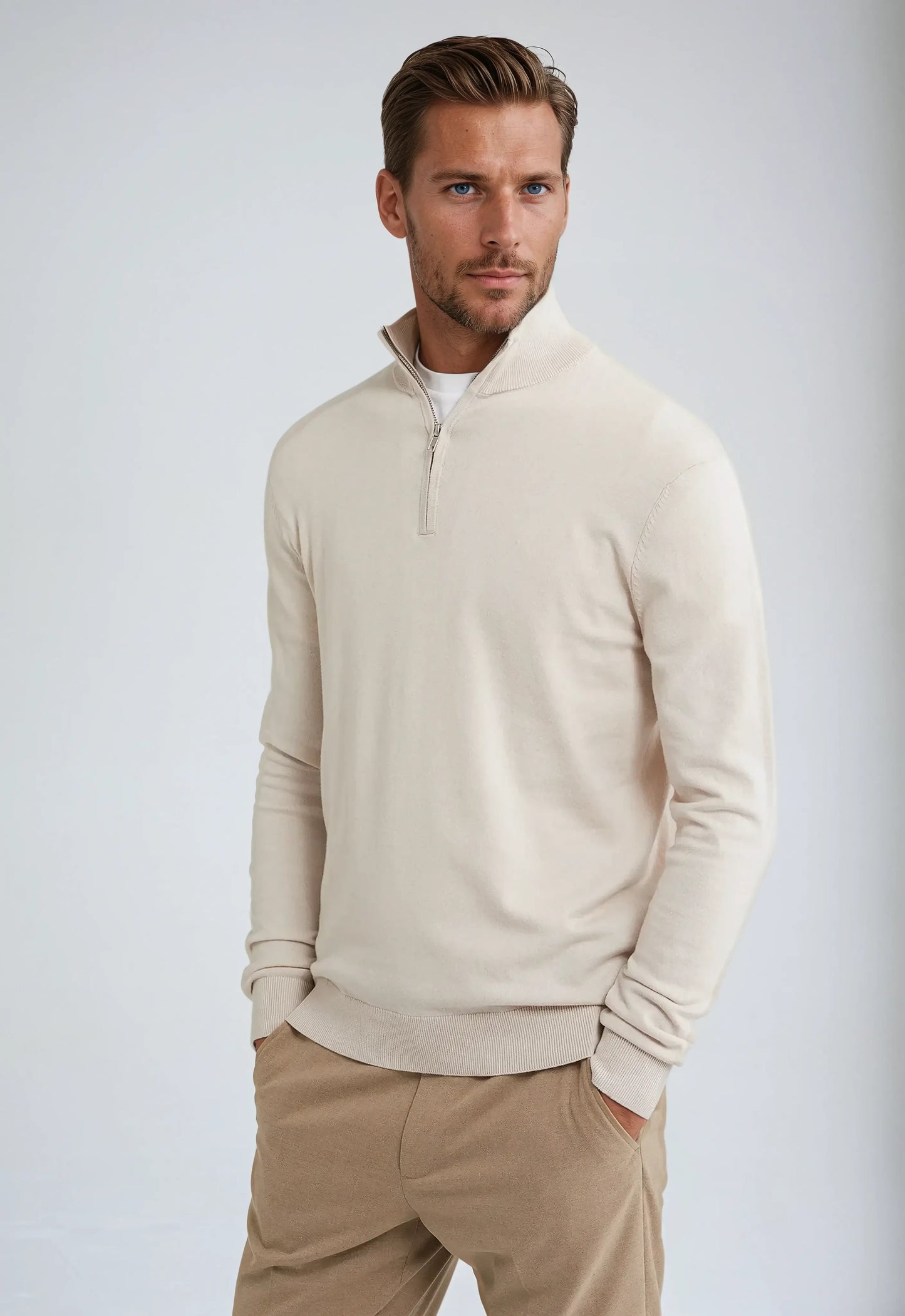 Hagen Herren Pullover Reißverschluss Kragen Lässig