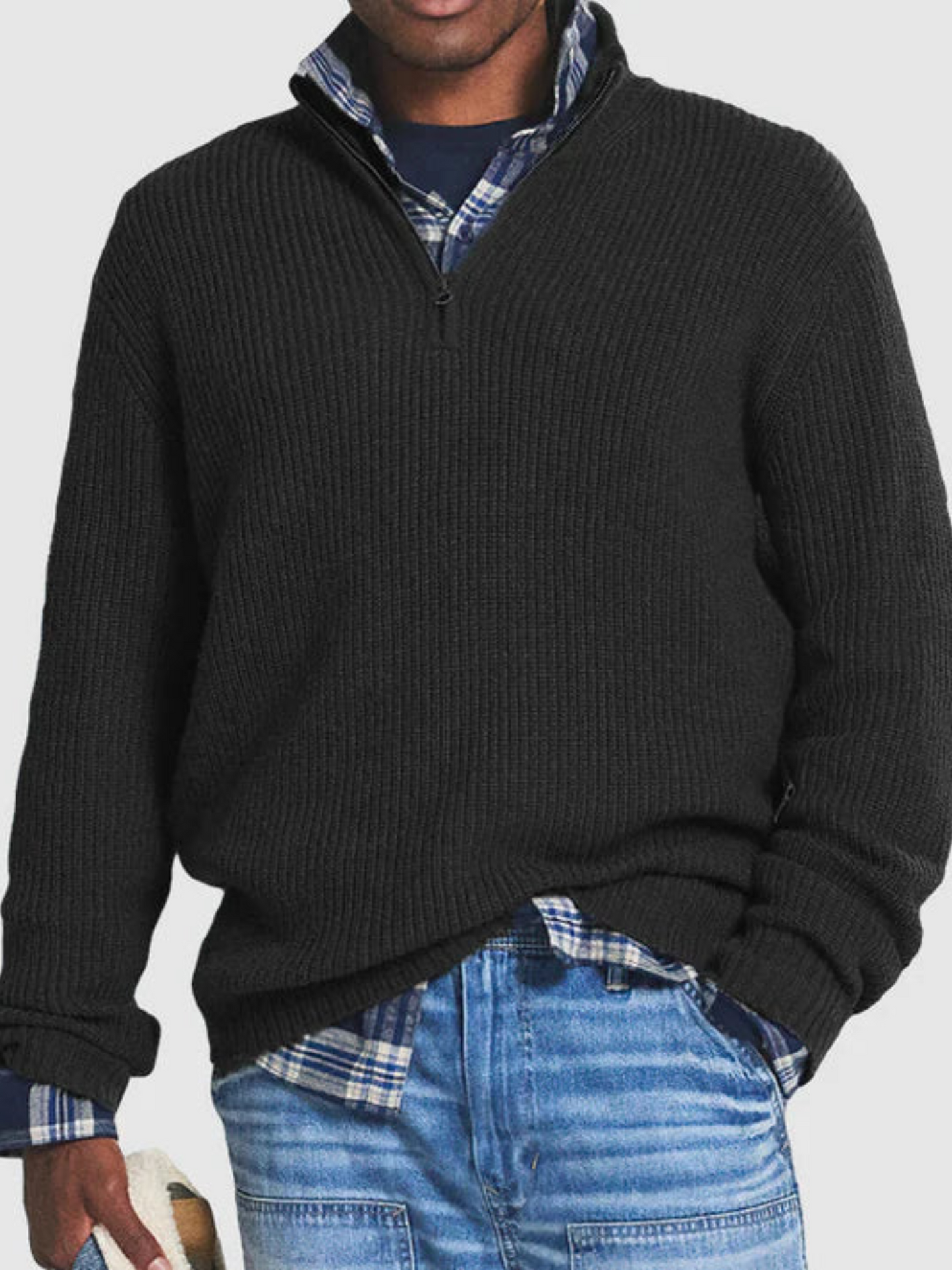 Norvielle Herren Sweatshirt Halbzip Lässig Grau