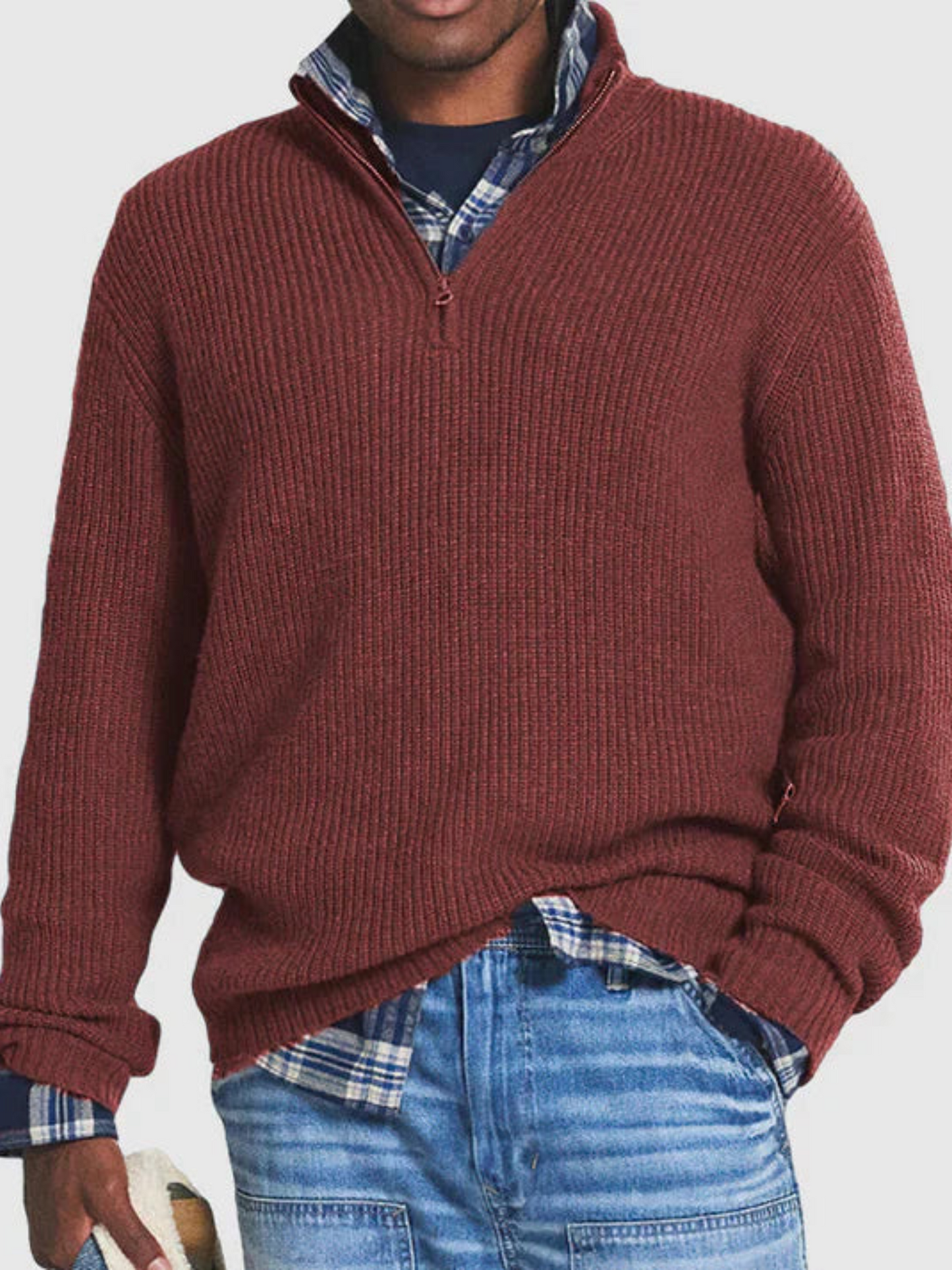Norvielle Herren Sweatshirt Halbzip Lässig Grau