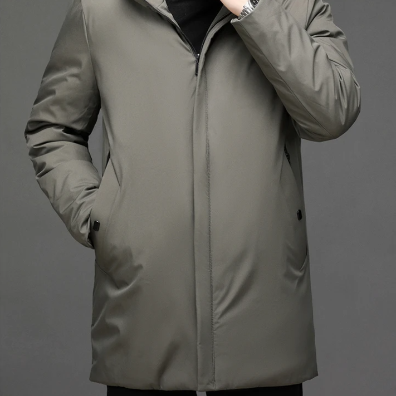 Herren Winterjacke Lang Pufferjacke Warm mit Kapuze -> Herren