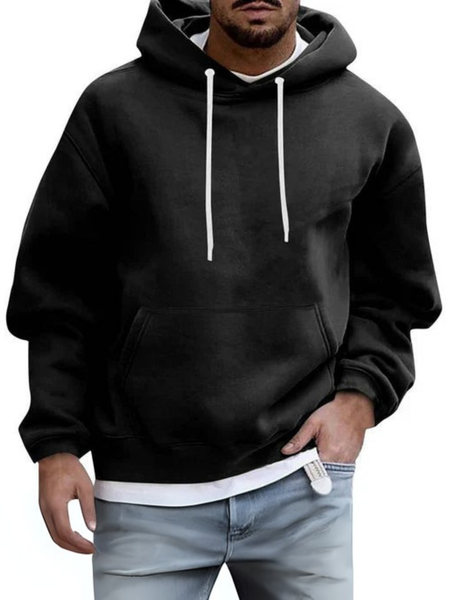 Herren Hoodie Verstellbare Kapuze Kängurutasche