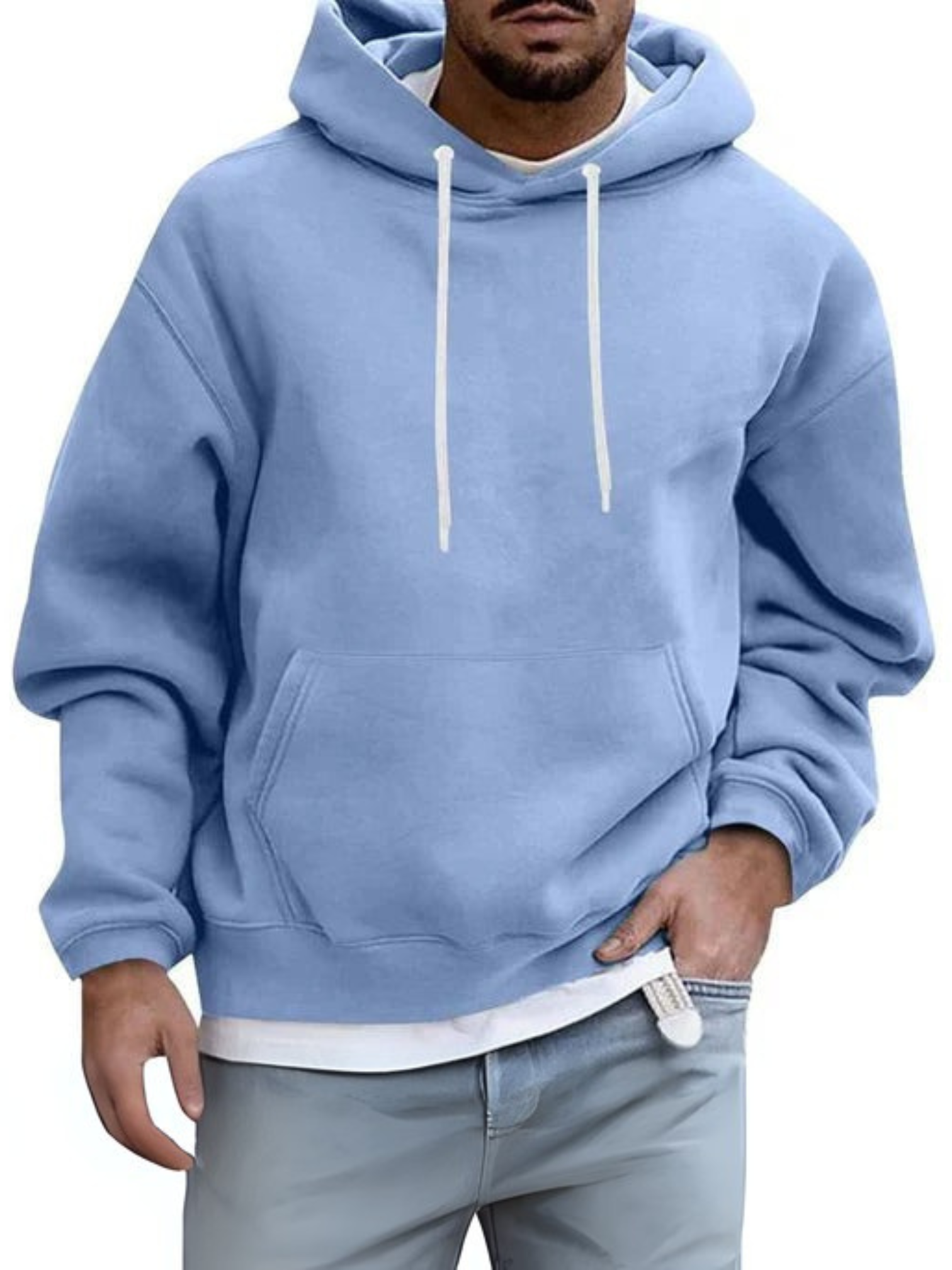 Herren Hoodie Verstellbare Kapuze Kängurutasche Schwarz - Norvielle