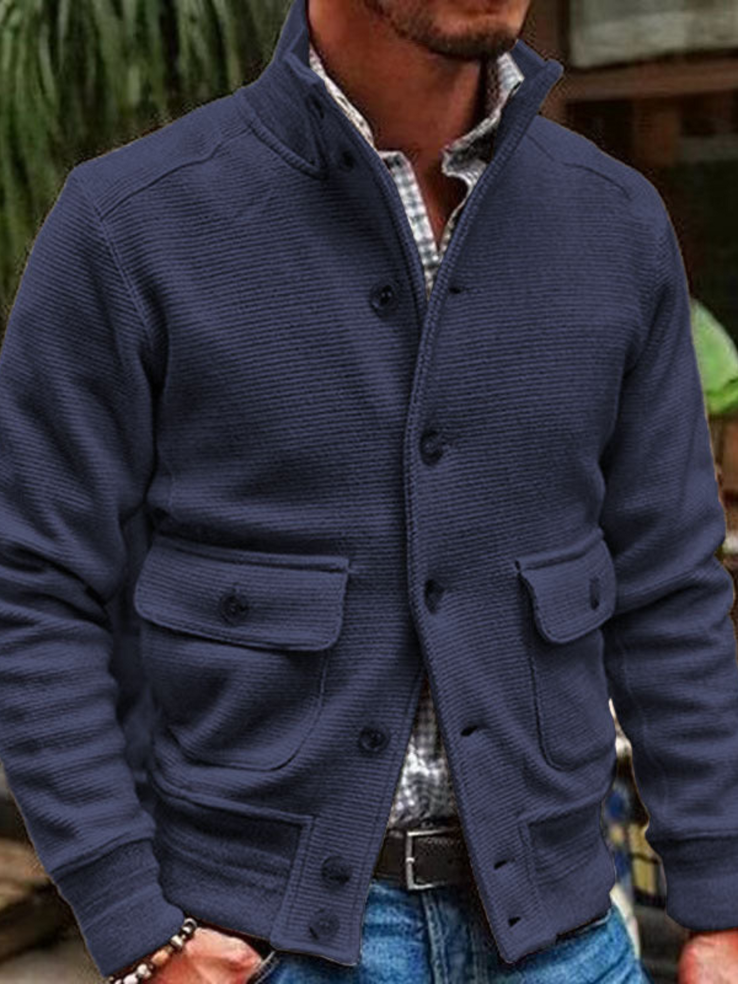 Herren Winterjacke Einfarbig Polyester