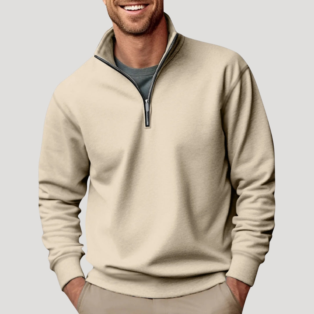 Herren Klassischer Pullover Viertelreißverschluss