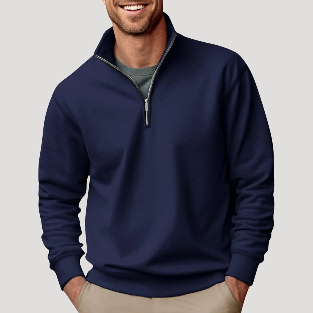 Herren Klassischer Pullover Viertelreißverschluss