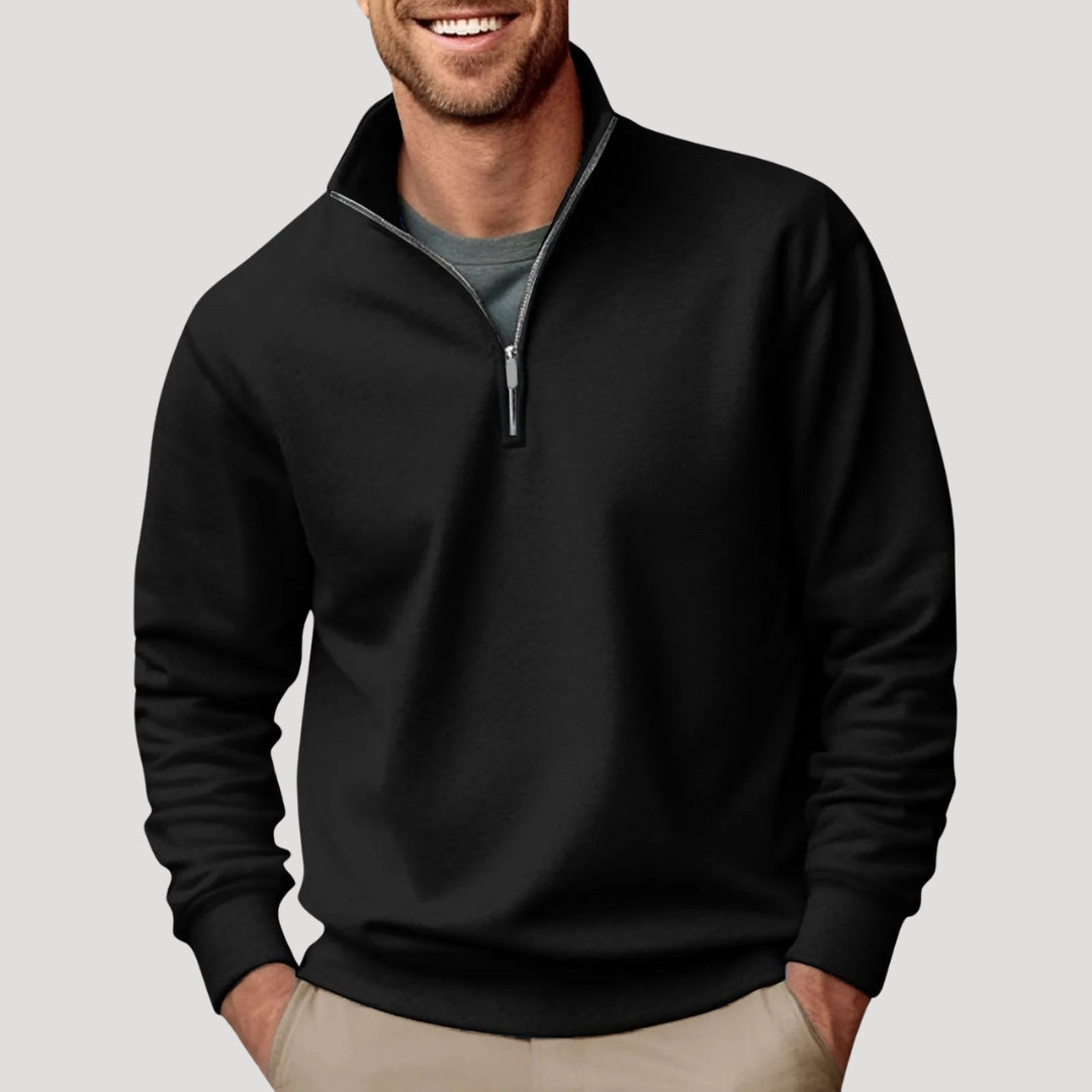 Herren Klassischer Pullover Viertelreißverschluss