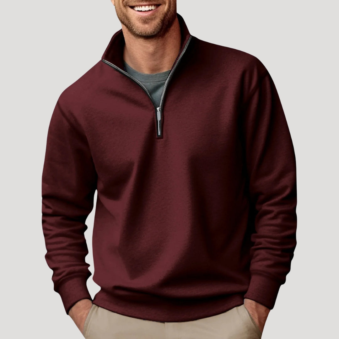 Herren Klassischer Pullover Viertelreißverschluss