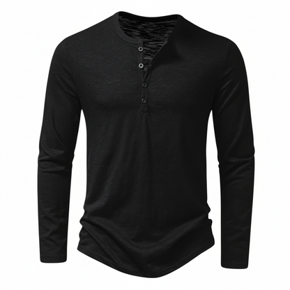Herren Langarmoberteil Henley mit Knopfleiste