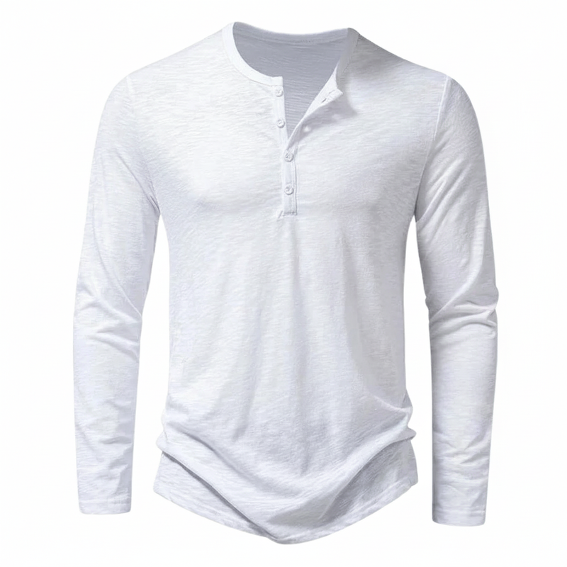 Herren Langarmoberteil Henley mit Knopfleiste
