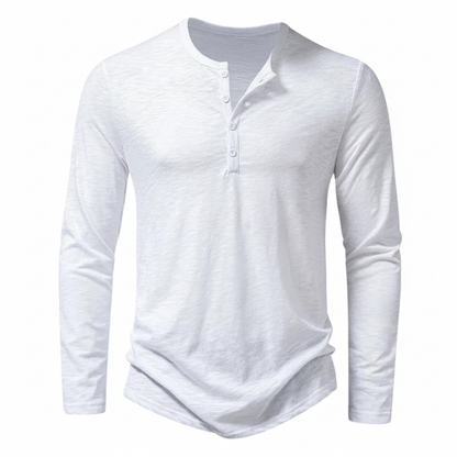 Herren Langarmoberteil Henley mit Knopfleiste