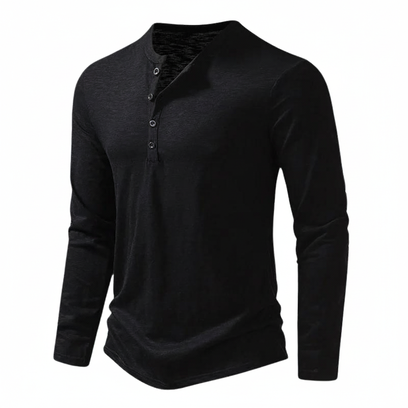 Herren Langarmoberteil Henley mit Knopfleiste