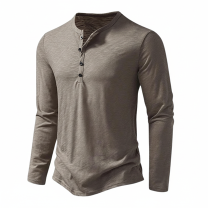 Herren Langarmoberteil Henley mit Knopfleiste