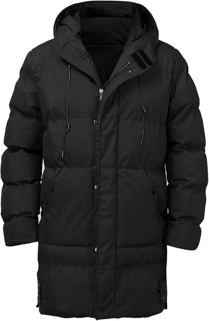 Herren Pufferjacke Mit Kapuze Gepolstert Schwarz Winter - Norvielle