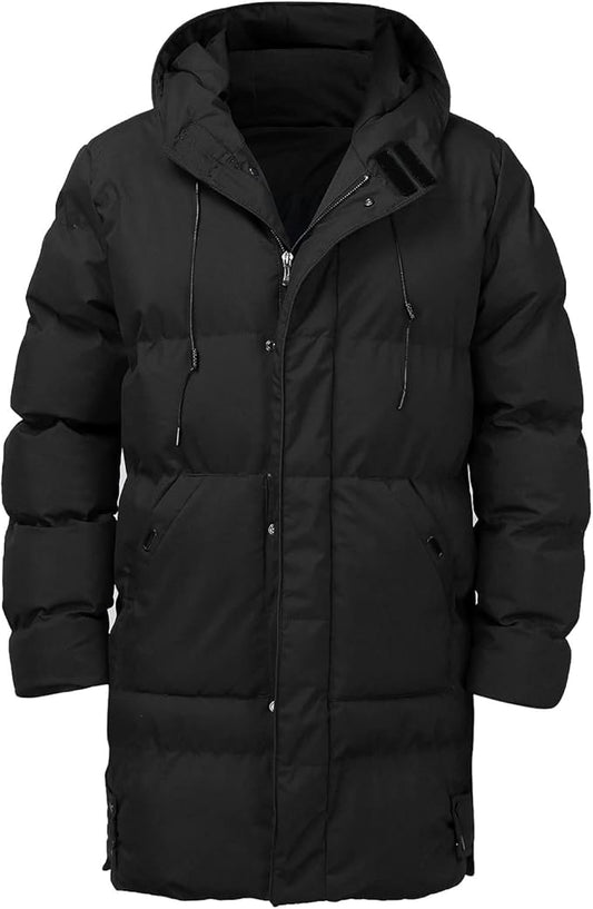 Herren Pufferjacke Mit Kapuze Gepolstert Schwarz Winter - Norvielle