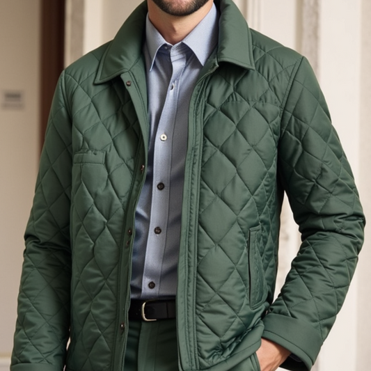 Herren Steppjacke Reguläre Passform Winterstil Schwarz - Norvielle