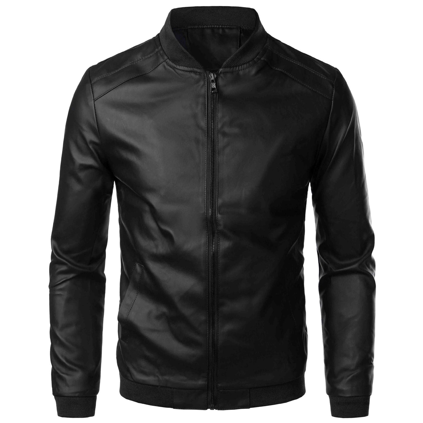 Herren Leder Bomberjacke Modern Streetstyle Schwarz - Norvielle