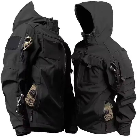 Herren Softshelljacke Kapuze Wasserabweisend Schwarz - Norvielle