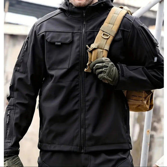 Herren Softshell-Jacke Mit Kapuze Wasserabweisend Schwarz - Norvielle