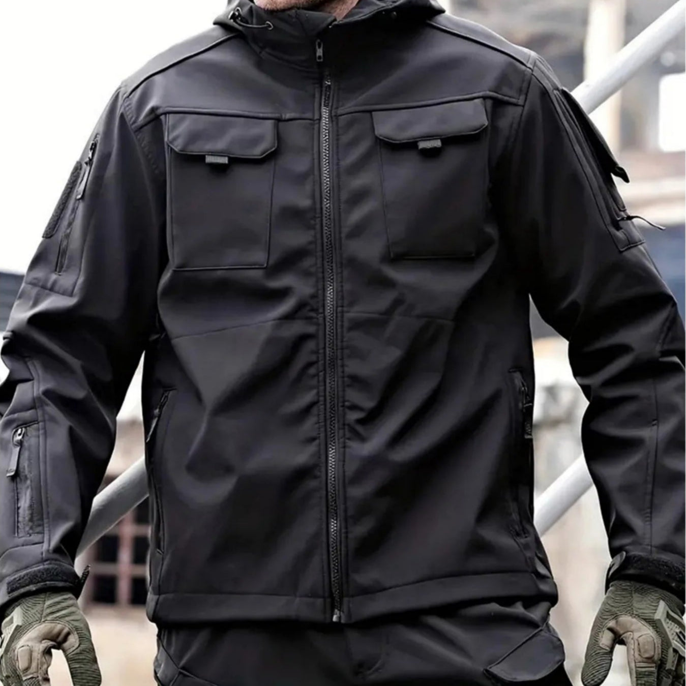 Herren Winter Softshell-Jacke Mit Kapuze Wasserabweisend