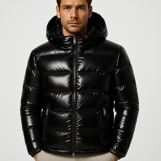 Herren Wasserdichte Pufferjacke Winterdaunenjacke Schwarz - Norvielle