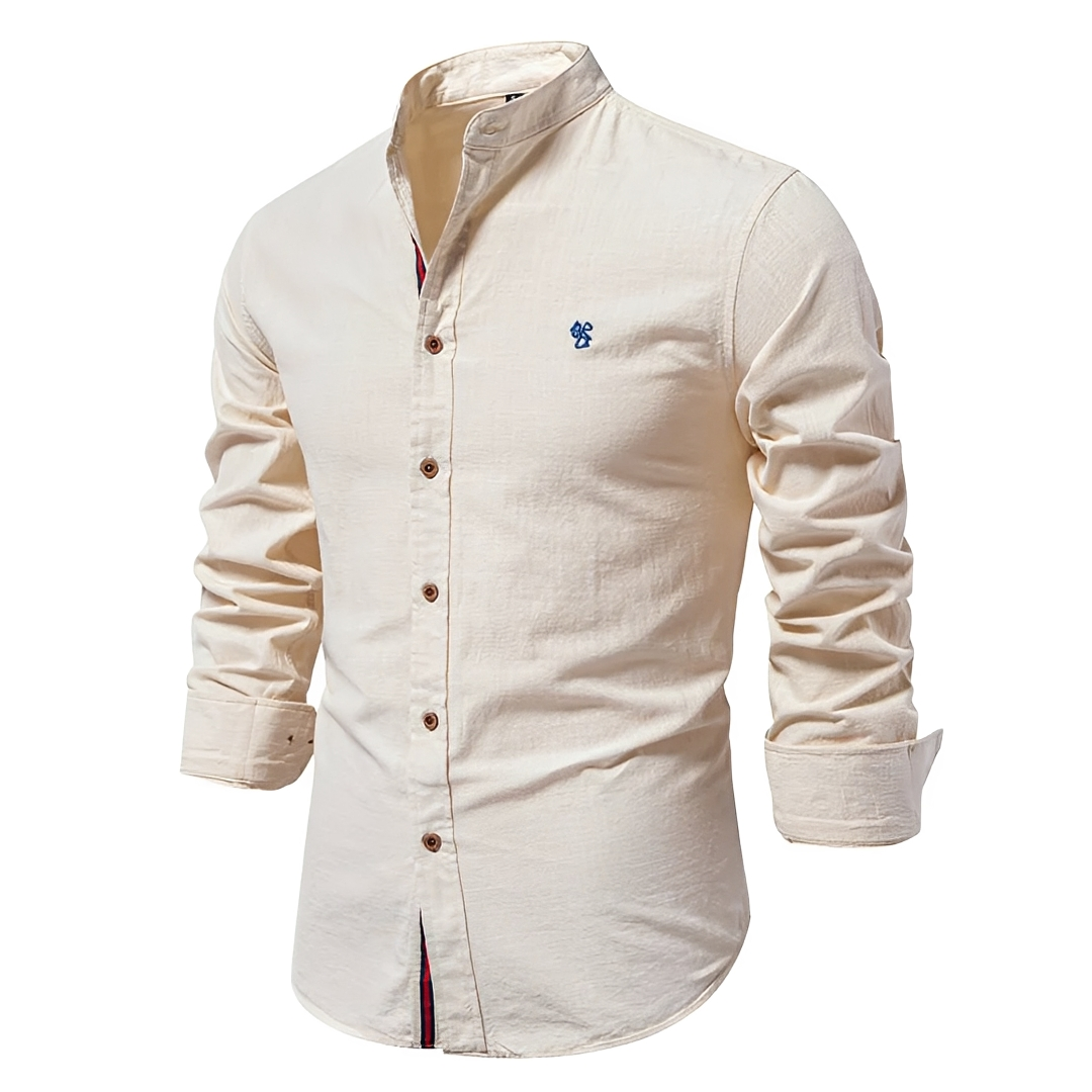 Herren Langarmshirt Klassisch Baumwolle Weiß - Norvielle