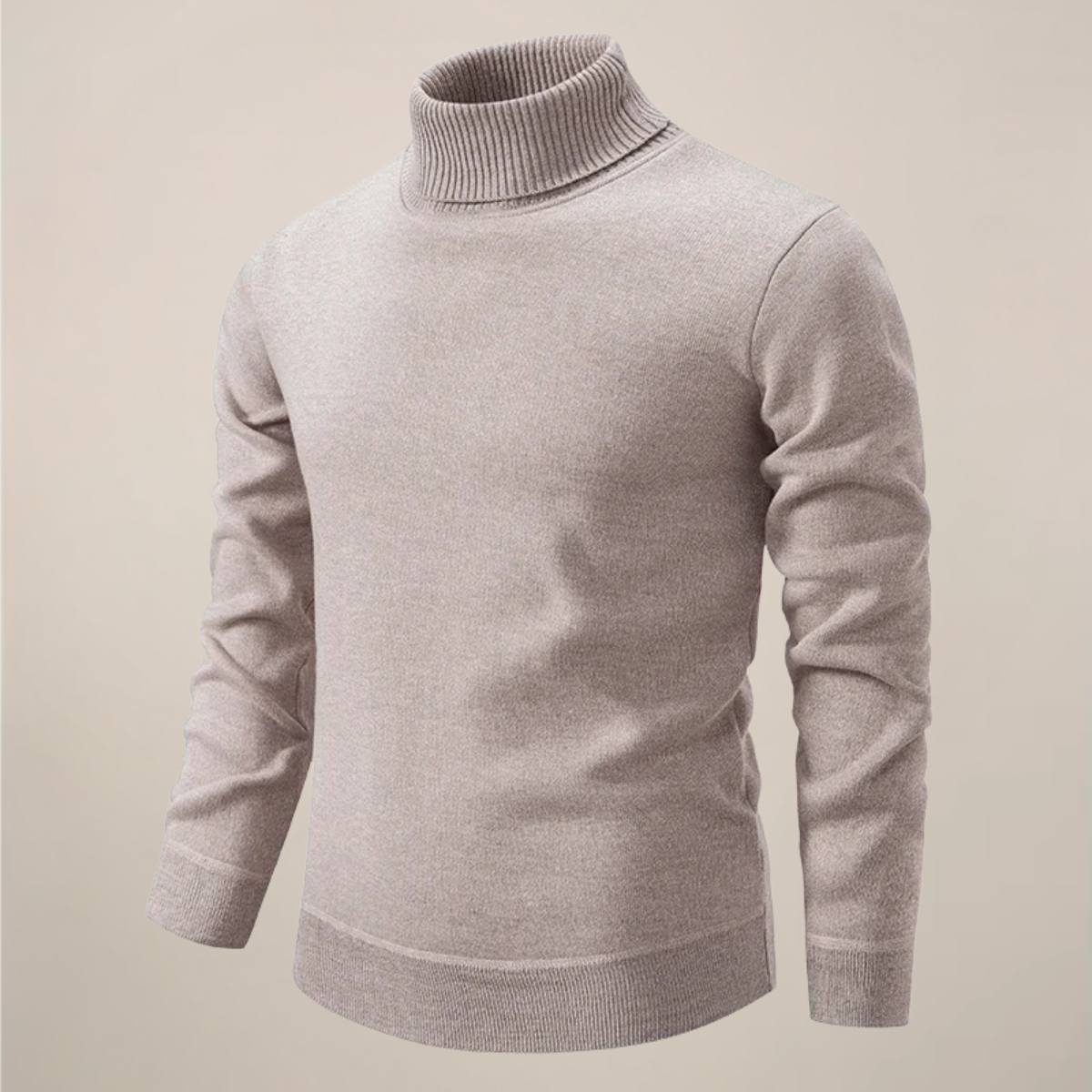 Herren Rollkragenpullover Frühling Merino Wolle Beige