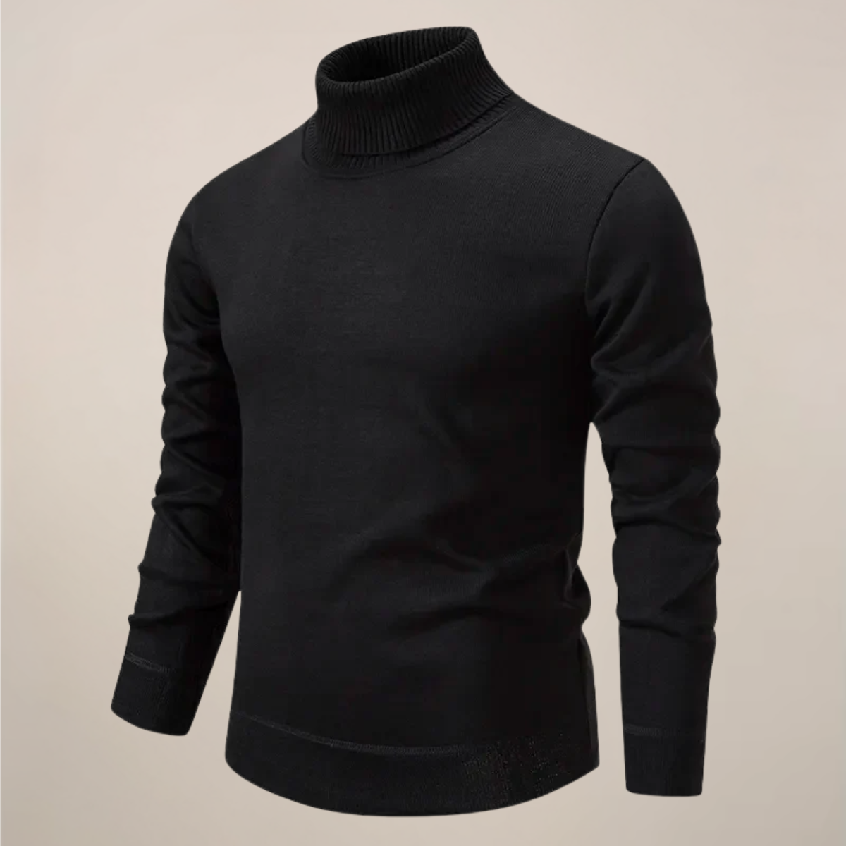 Herren Rollkragenpullover Frühling Merino Wolle Beige
