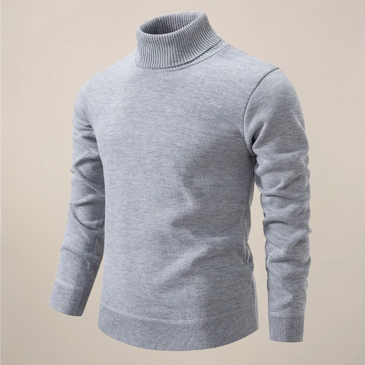 Herren Rollkragenpullover Frühling Merino Wolle Beige