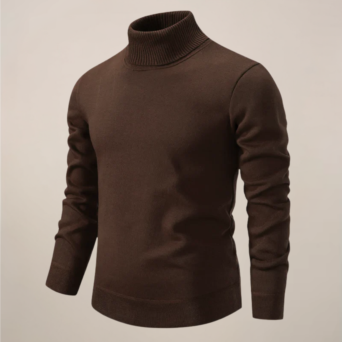 Herren Rollkragenpullover Frühling Merino Wolle Beige
