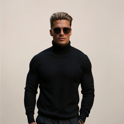 Herren Rollkragenpullover Frühling Merino Wolle Beige - Norvielle