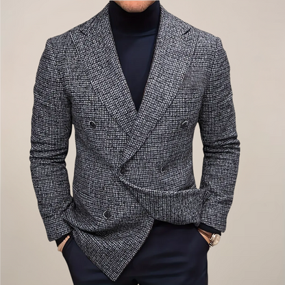 Herren Slim Fit Doppelreiher Blazer Kariert - Norvielle