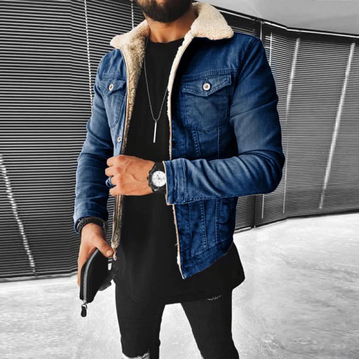 Herren Winterjacke Knopfleiste Lagenoptik - Norvielle