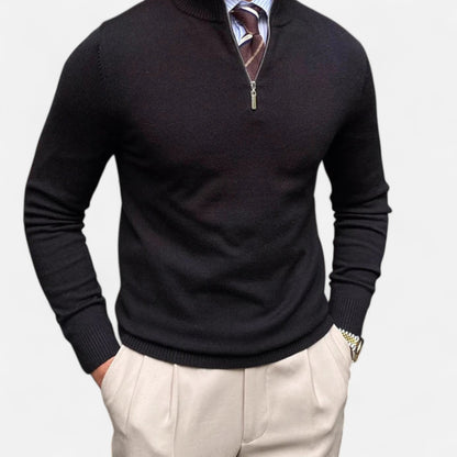 Herren Frühlingspullover Half-Zip Baumwolle Beige