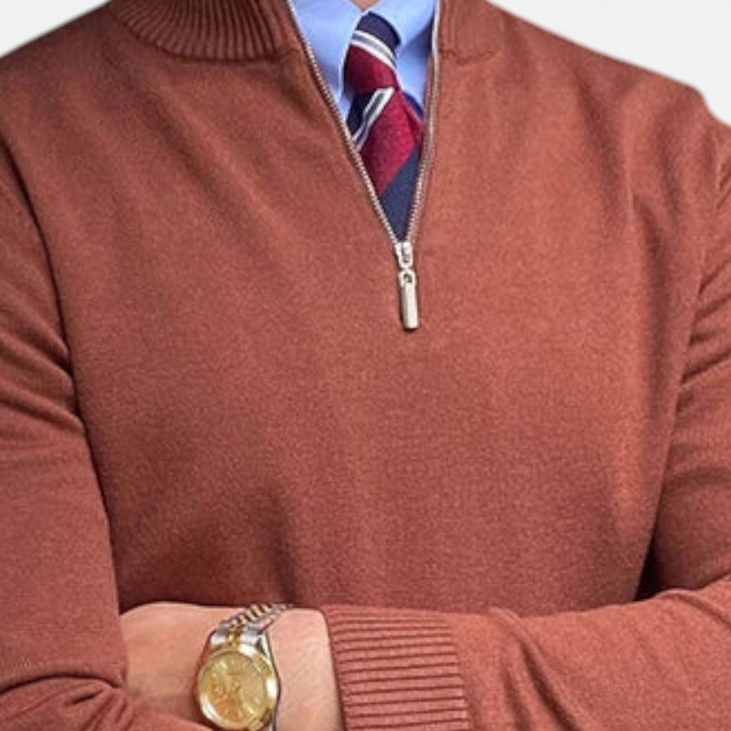 Herren Frühlingspullover Half-Zip Baumwolle Beige