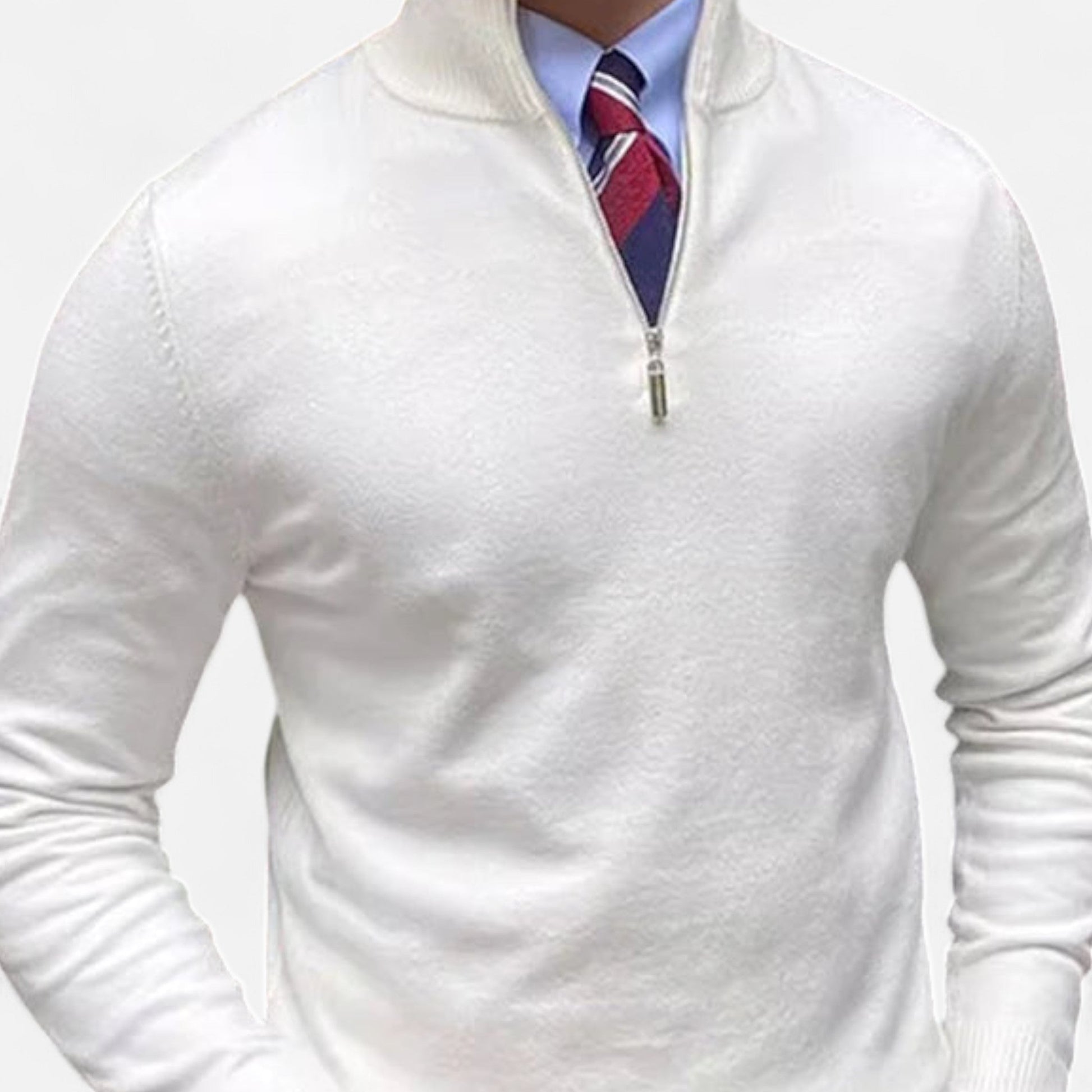 Herren Frühlingspullover Half-Zip Baumwolle Beige - Norvielle