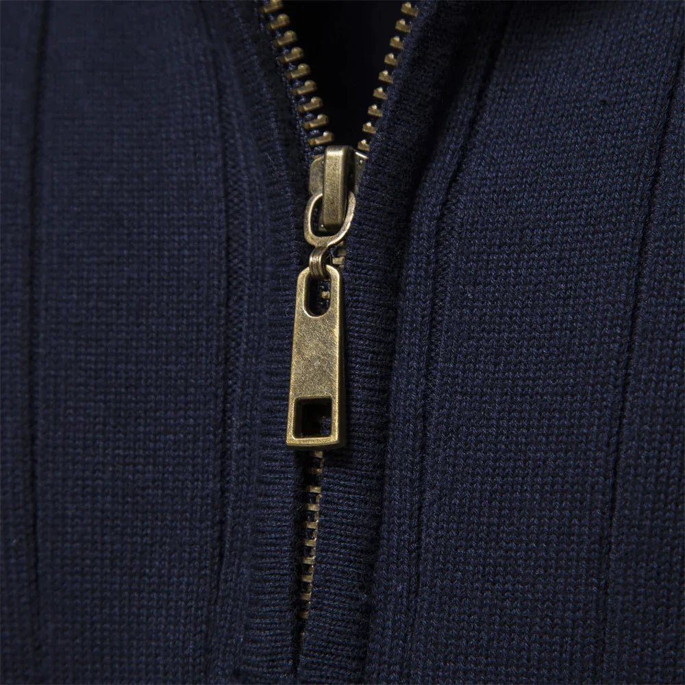 Herren Frühlingspullover Rippstrick Half-Zip