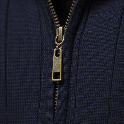 Herren Frühlingspullover Rippstrick Half-Zip
