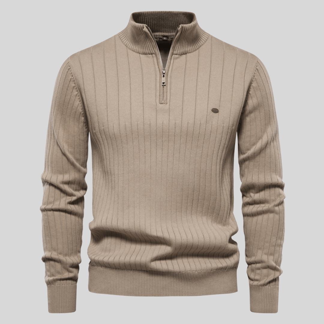 Herren Frühlingspullover Rippstrick Half-Zip