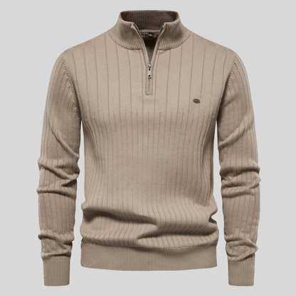 Herren Frühlingspullover Rippstrick Half-Zip