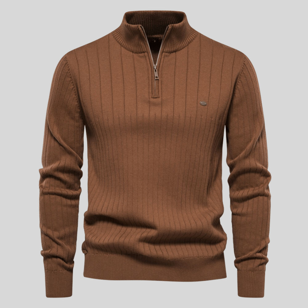 Herren Frühlingspullover Rippstrick Half-Zip