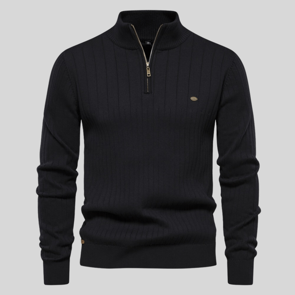 Herren Frühlingspullover Rippstrick Half-Zip