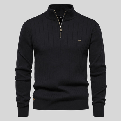 Herren Frühlingspullover Rippstrick Half-Zip