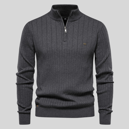 Herren Frühlingspullover Rippstrick Half-Zip