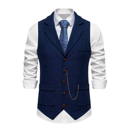 Herren Klassische Tweed Weste mit Revers Elegant