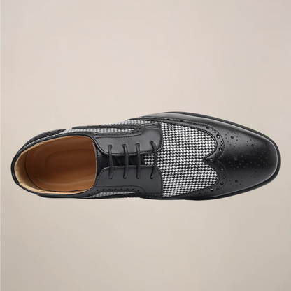 Devin Herren Oxford Schuhe Hahnentritt Muster Leder