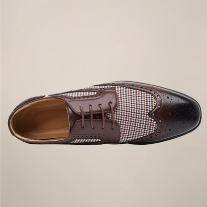 Devin Herren Oxford Schuhe Hahnentritt Muster Leder